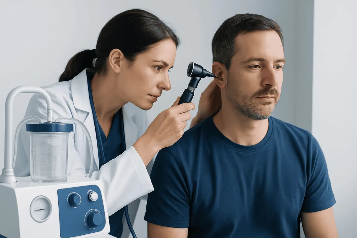 What the fluid and accompanying symptoms may suggest — drainage from ear