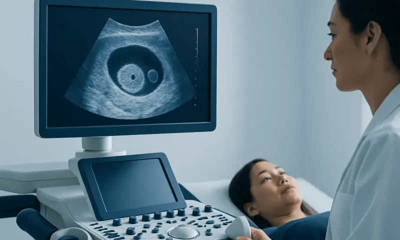 Ultrasound image of a developing embryo in early pregnancy.