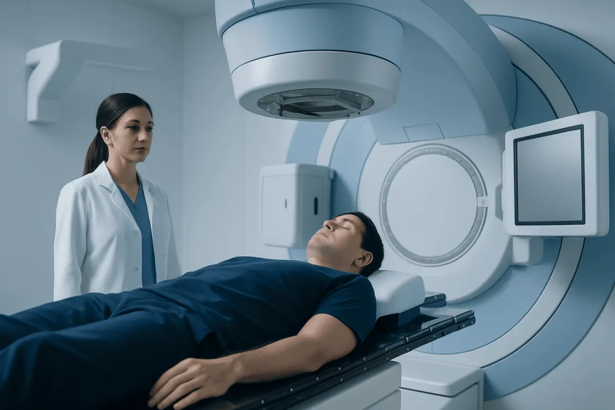 Patient undergoing MRI scan at Acibadem Hospital for cancer diagnosis.