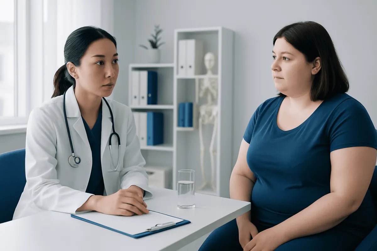 Doctor consulting with a patient in a medical office.
