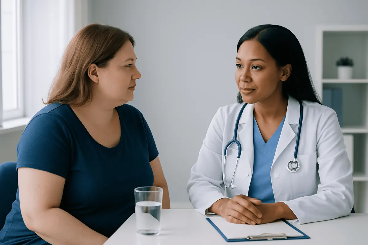 Doctor consulting with a patient in a medical office setting.