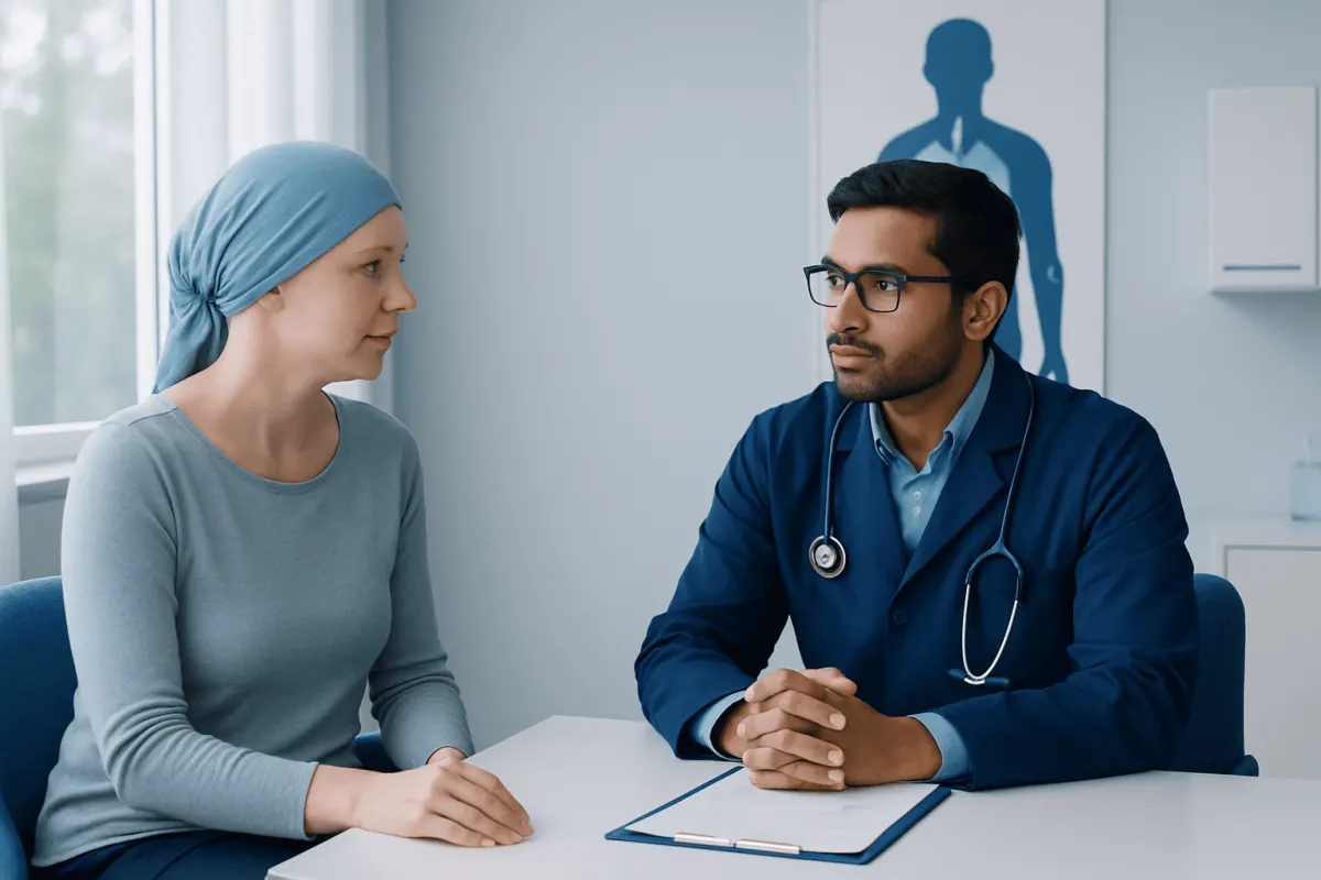Doctor consulting with a patient in a medical office setting.