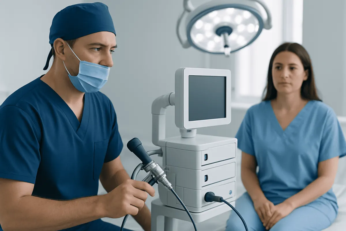 Surgeon preparing for gastric sleeve surgery consultation at Acibadem Hospital.
