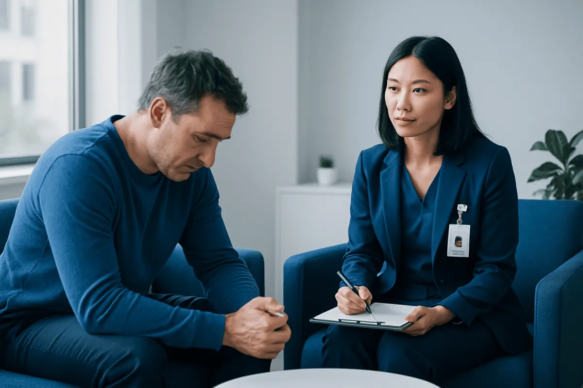 Patient consulting with a healthcare professional at Acibadem Hospital.