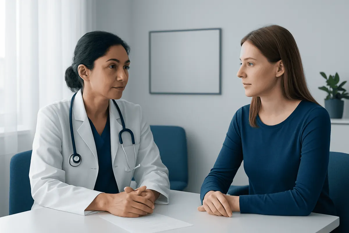 Doctor consulting with a patient in a medical office setting.
