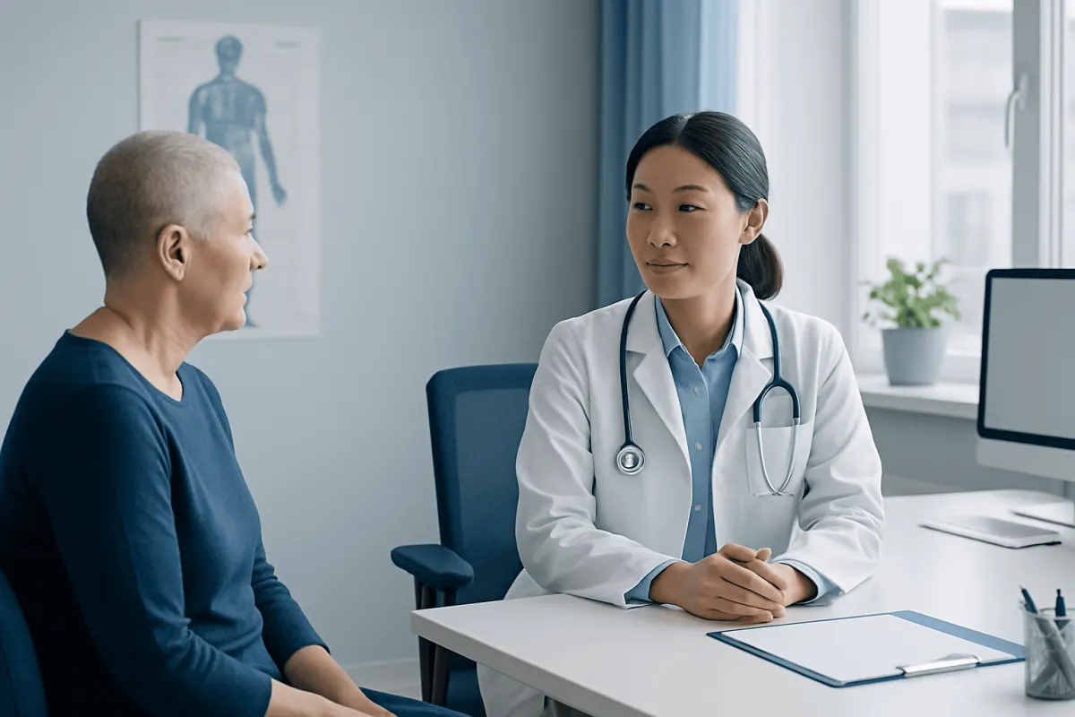 Doctor consulting with a patient in a medical office setting.
