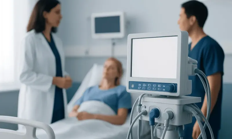 Medical professionals consulting with a patient in a hospital room.