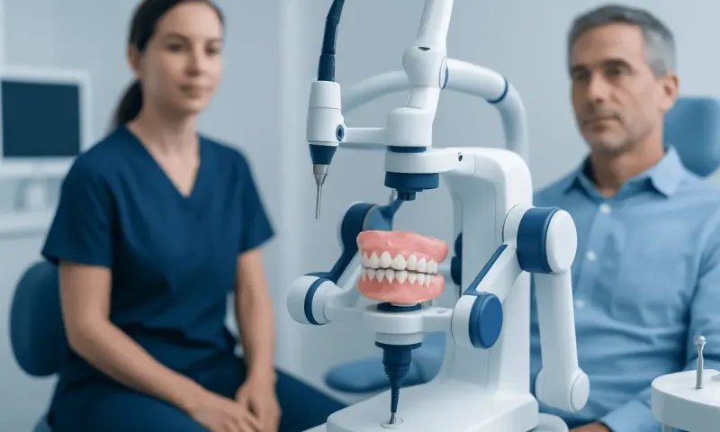 Dental implant procedure with advanced robotic equipment at Acibadem Hospitals.