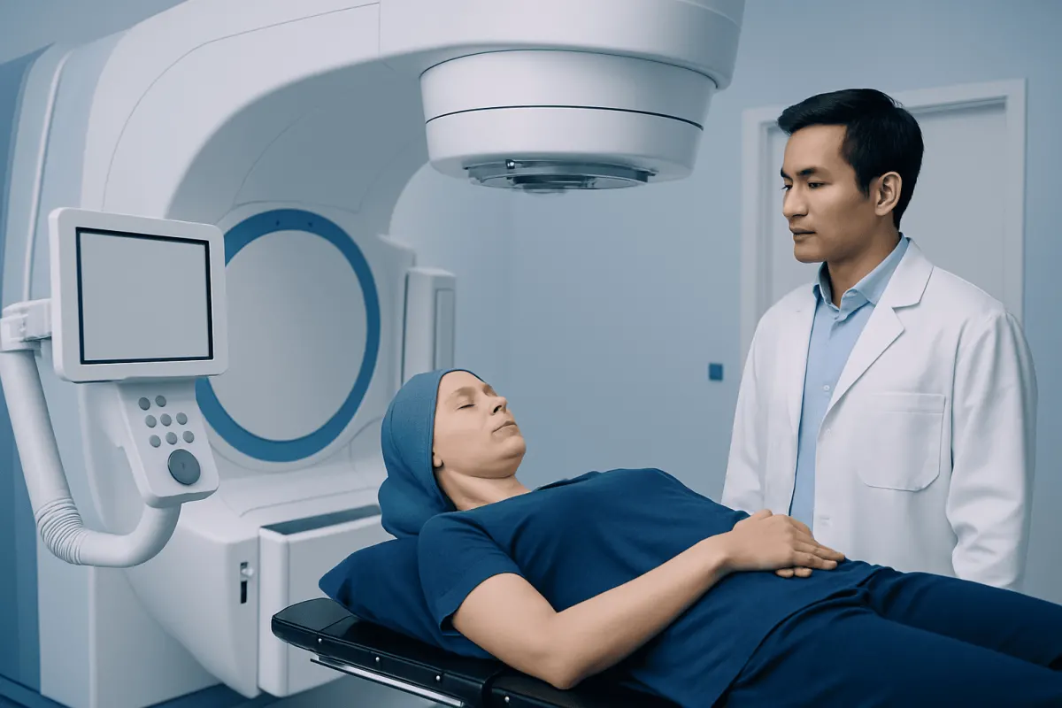 Patient undergoing MRI scan at Acibadem Hospital for cancer diagnosis.