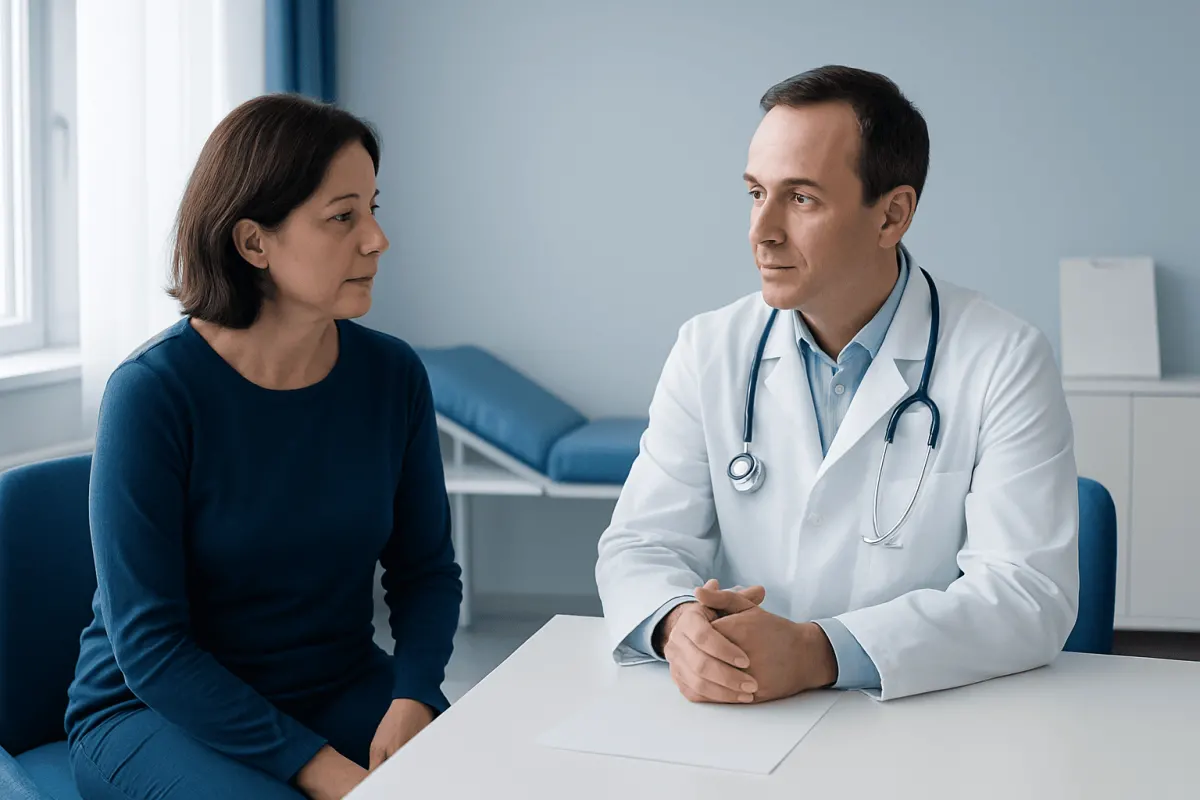 Doctor consulting with a patient in a medical office at Acibadem Hospitals Group.