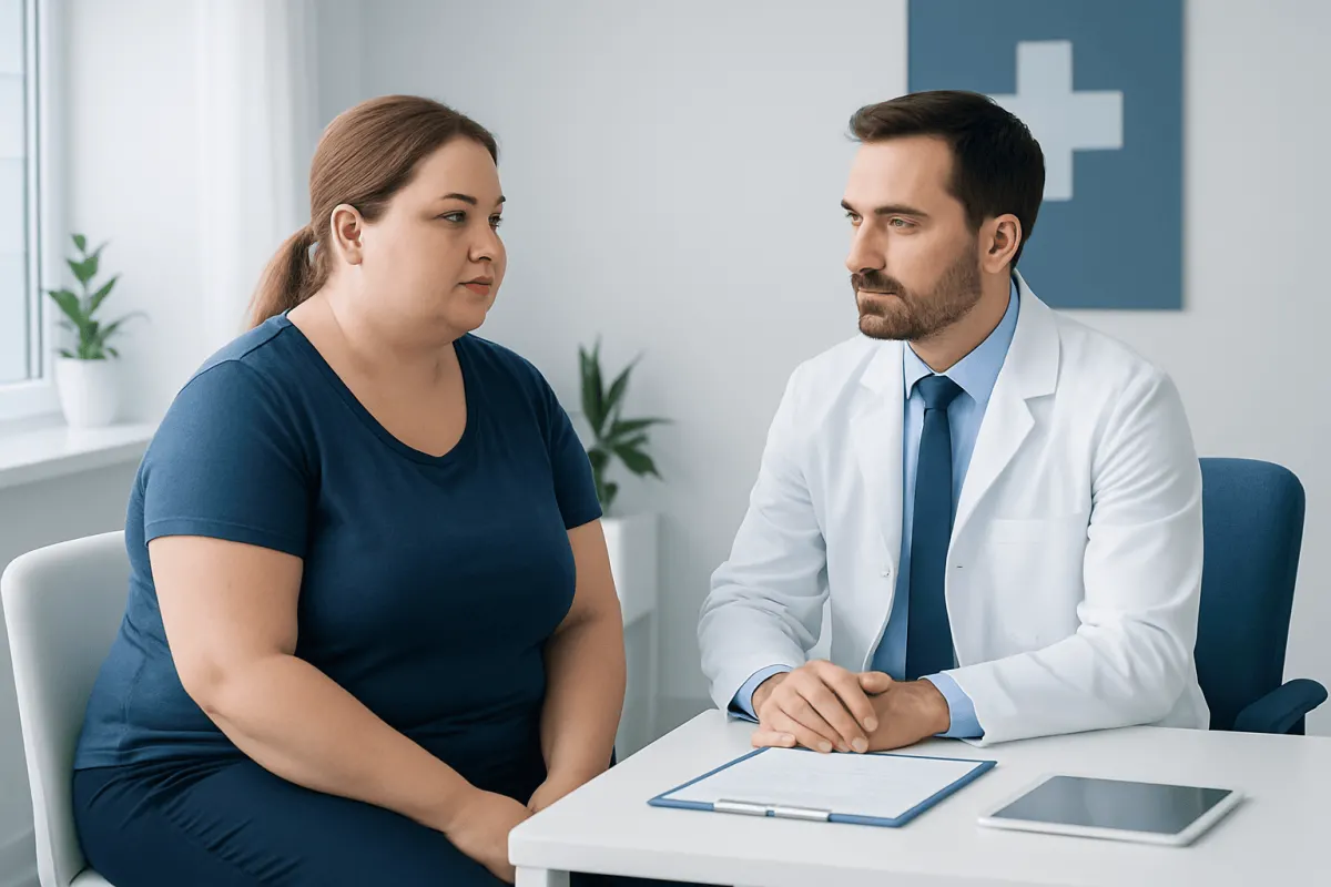 Doctor consulting with a patient in a medical office.