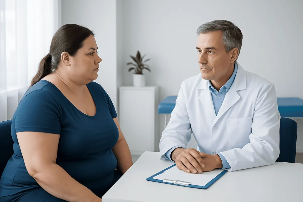 Doctor consulting with a patient in a medical office at Acibadem Hospitals Group.