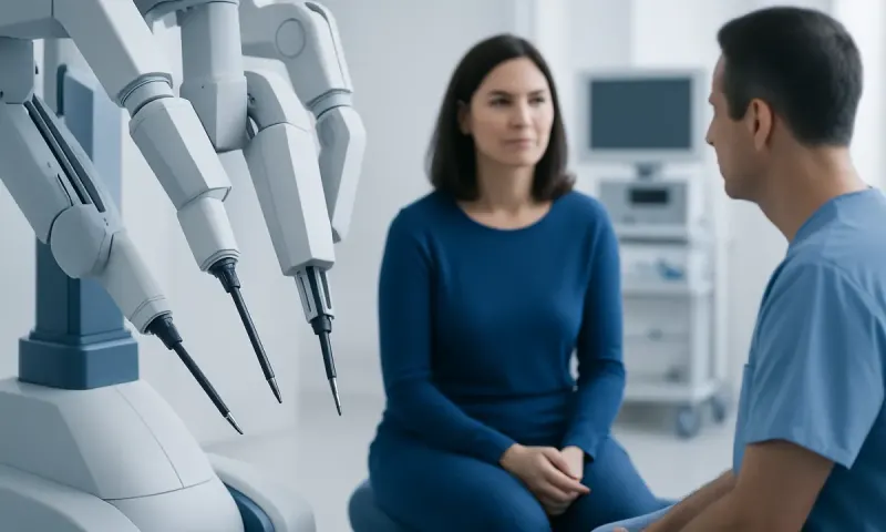 Medical consultation with robotic surgical equipment at Acibadem Hospitals.