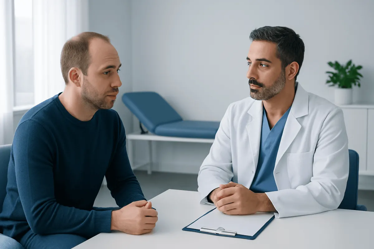 Doctor consulting with patient in a medical office at Acibadem Hospitals Group.