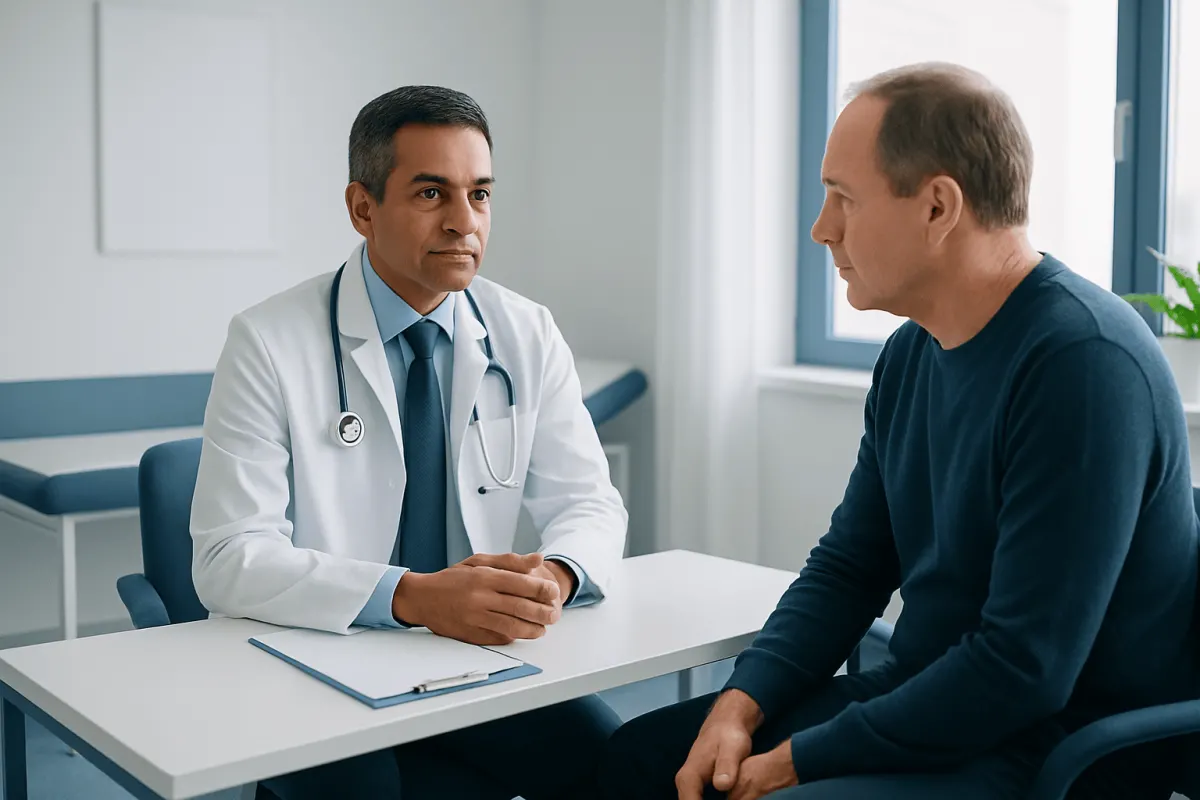 Doctor consulting with patient in a hospital room at Acibadem Hospitals Group.
