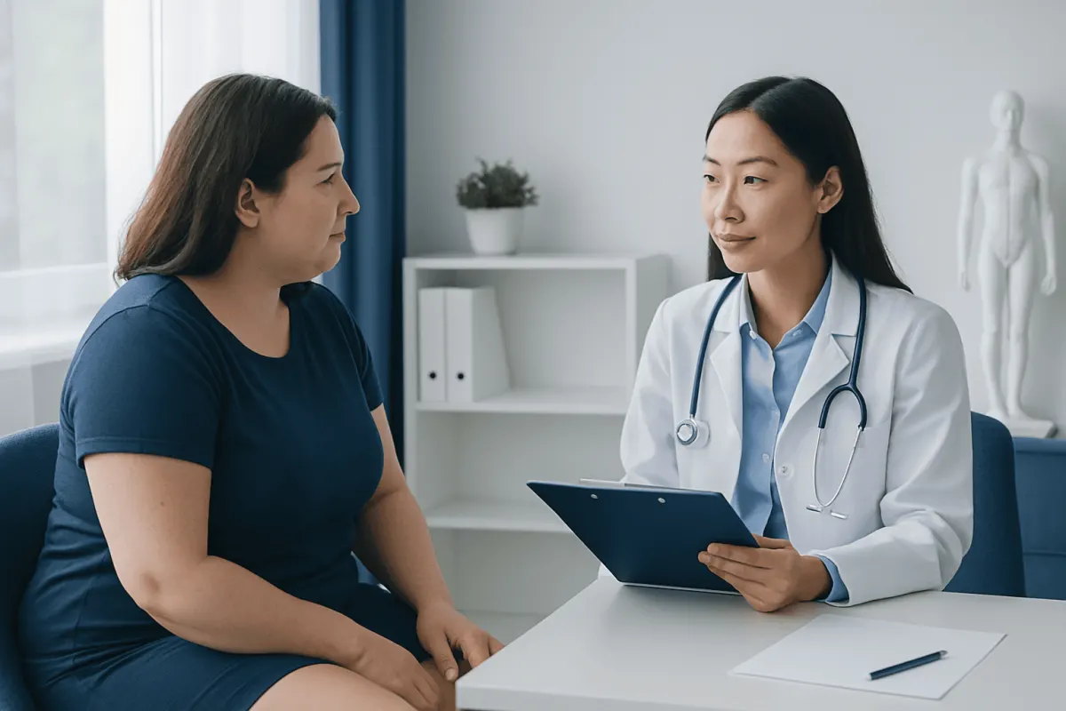 Doctor consulting with a patient in a medical office setting.
