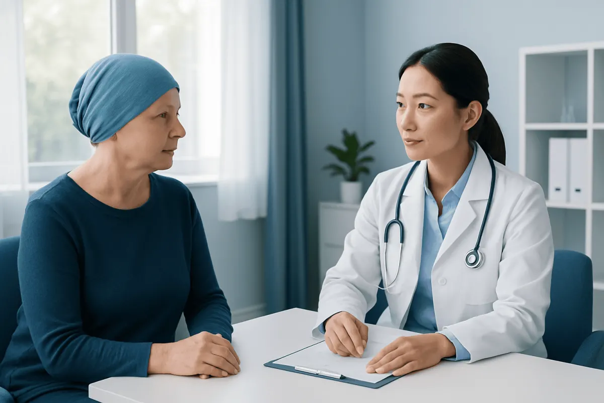Doctor consulting with a patient in a medical office setting.