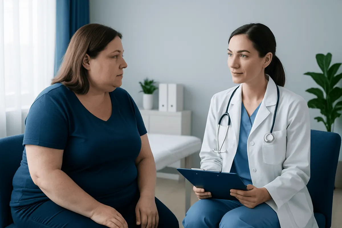 Doctor consulting with a patient in a medical office setting.