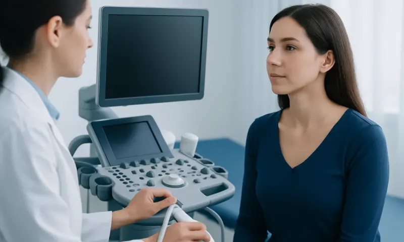Medical consultation with ultrasound examination at Acibadem Hospital.