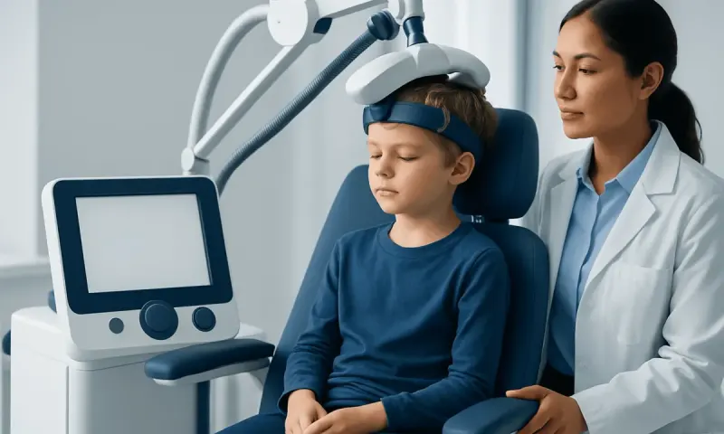 Child undergoing neurofeedback therapy at Acibadem Hospital.