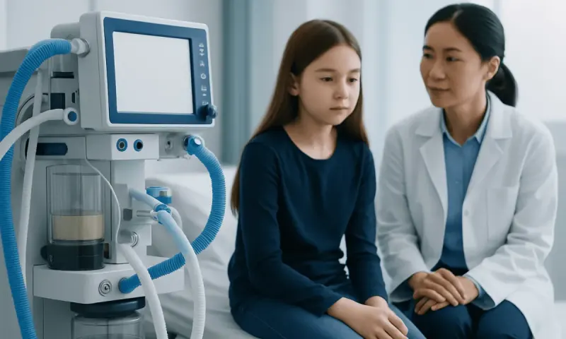 Child undergoing a medical examination with a healthcare professional.