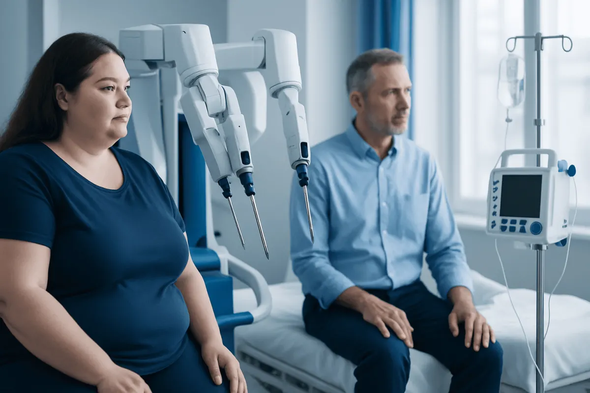 Patient undergoing robotic surgery consultation at Acibadem Hospital.