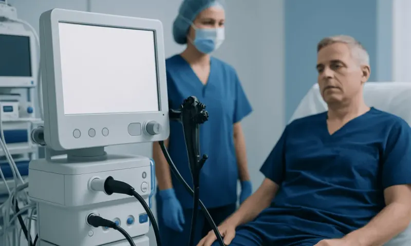 Medical professional and patient in a hospital room with ultrasound equipment.