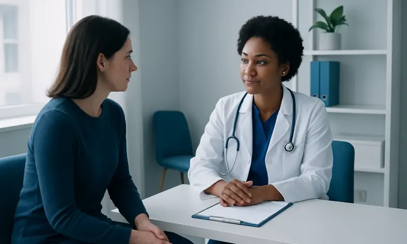 Doctor consulting with a patient in a modern medical office.
