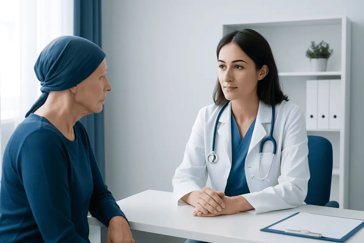 Doctor consulting with a patient in a medical office setting.