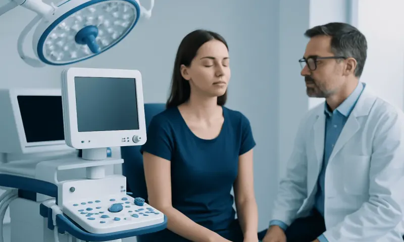 Doctor consulting with patient in a medical examination room.