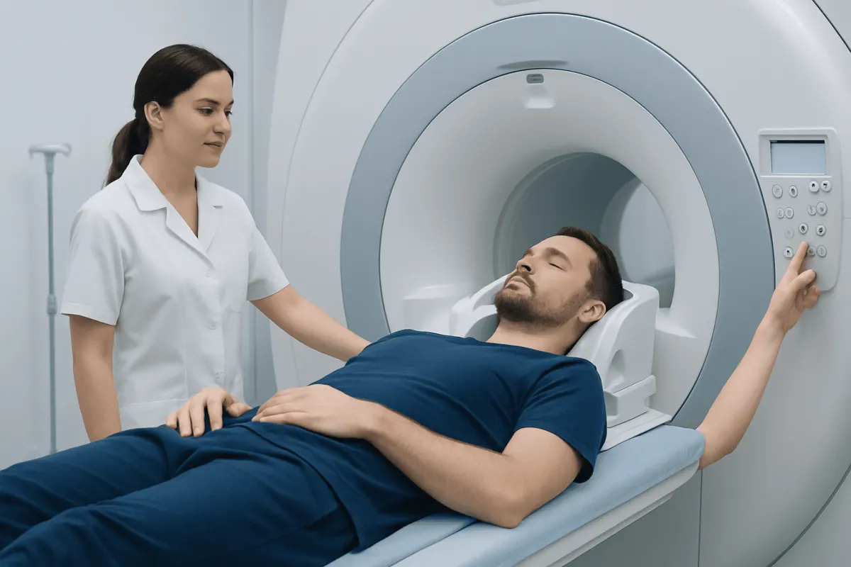 Patient undergoing MRI scan at Acibadem Hospital for accurate diagnosis.