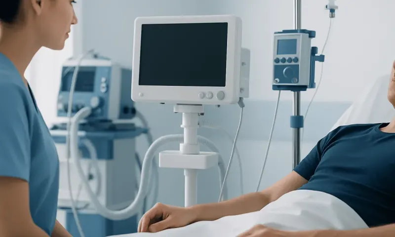 Hospital medical staff monitoring patient in a clinical setting.