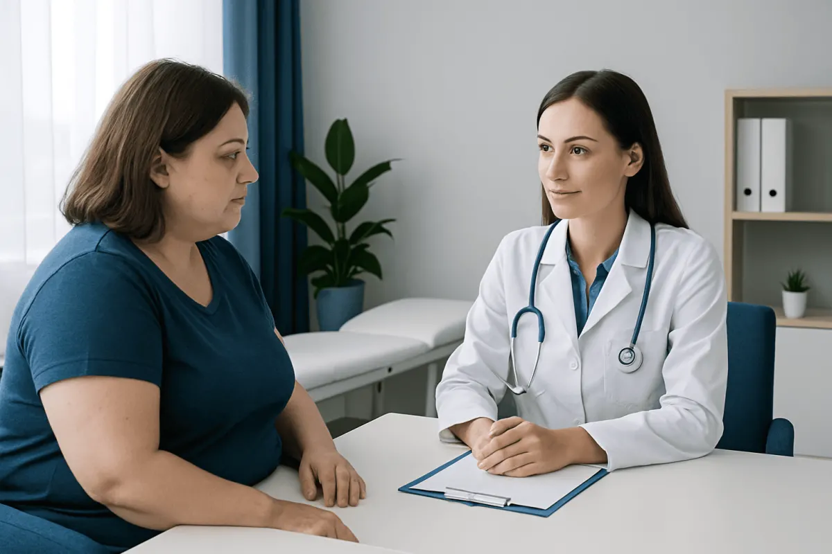 Doctor consulting with a patient in a medical office.