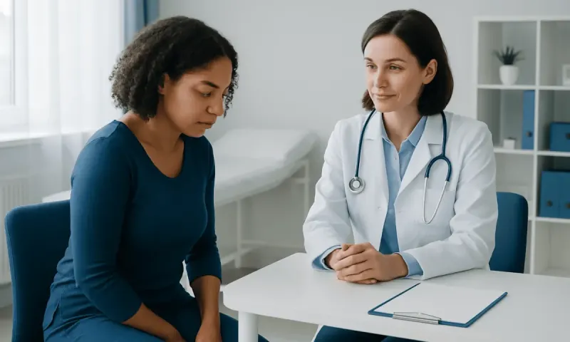 Doctor consulting with a patient in a medical office setting.