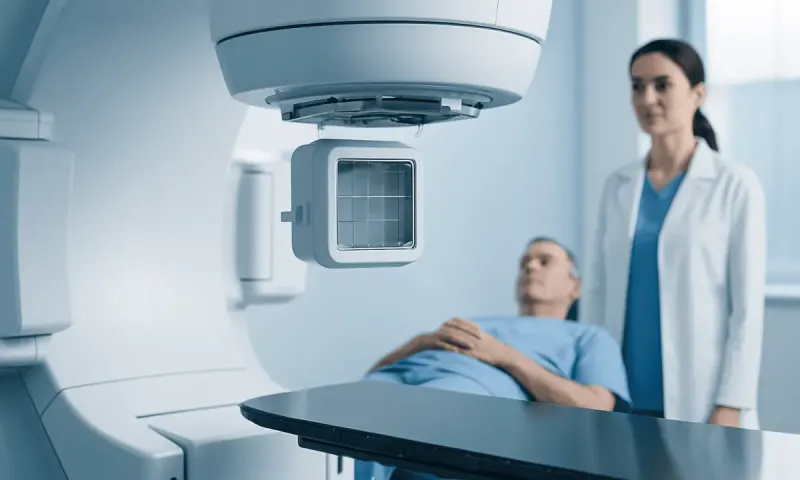 Medical imaging machine preparing to scan patient in hospital setting.