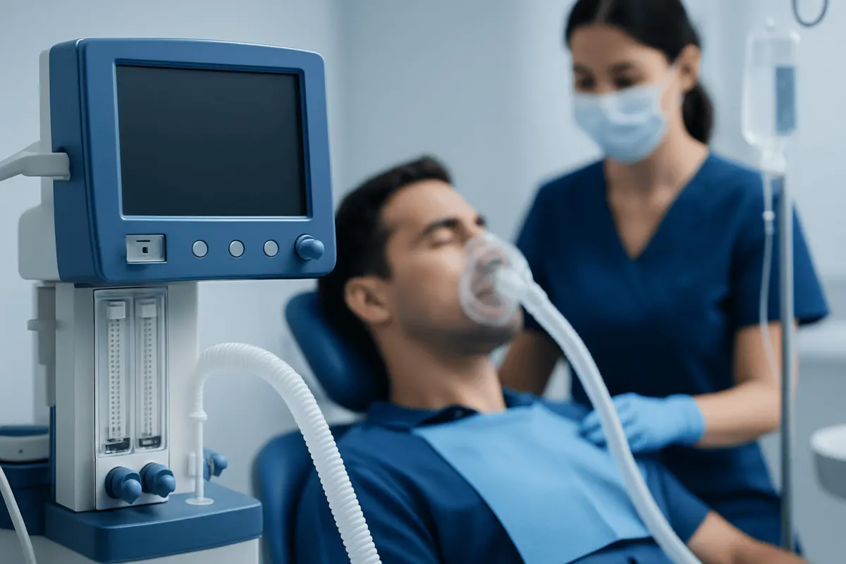 Patient receiving anesthesia during dental procedure at Acibadem Hospital.