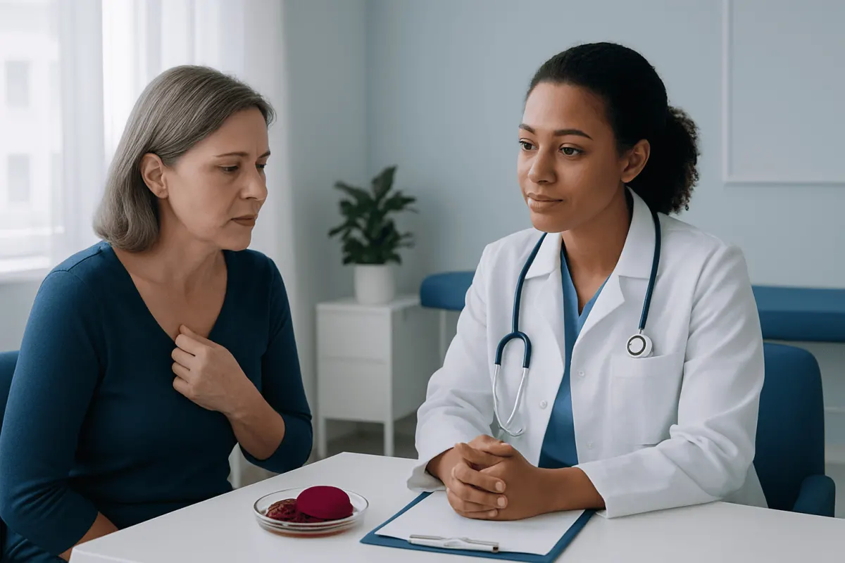 Doctor consulting with a patient in a medical office.