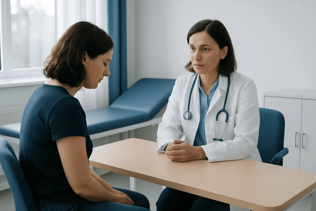 Doctor consulting with a patient in a medical office.