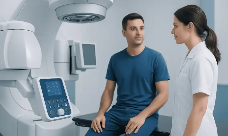 Patient undergoing medical imaging scan at Acibadem Hospital.