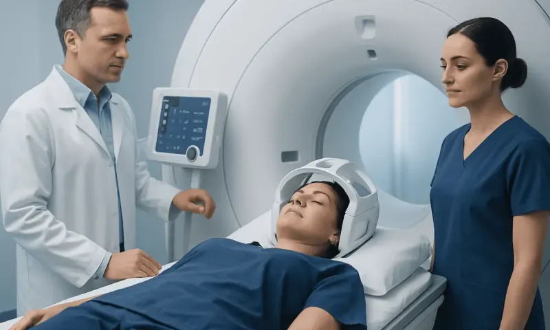 Patient undergoing MRI scan at Acibadem Hospital with medical staff present.